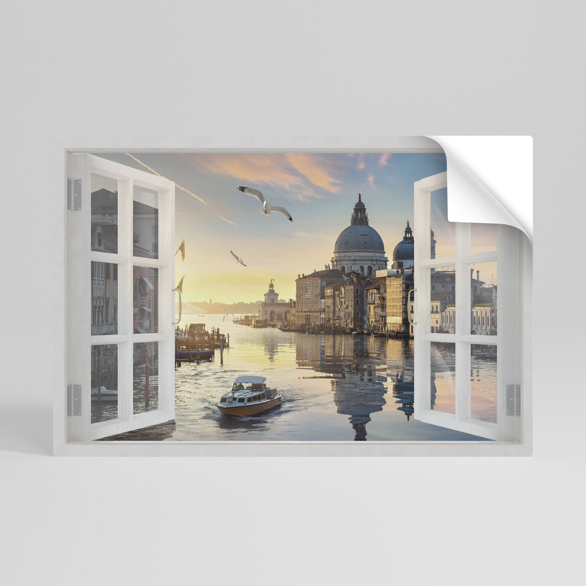 WINDOW TO VENICE Póster adhesivo horizontal
