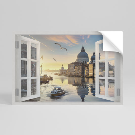 WINDOW TO VENICE Póster adhesivo horizontal