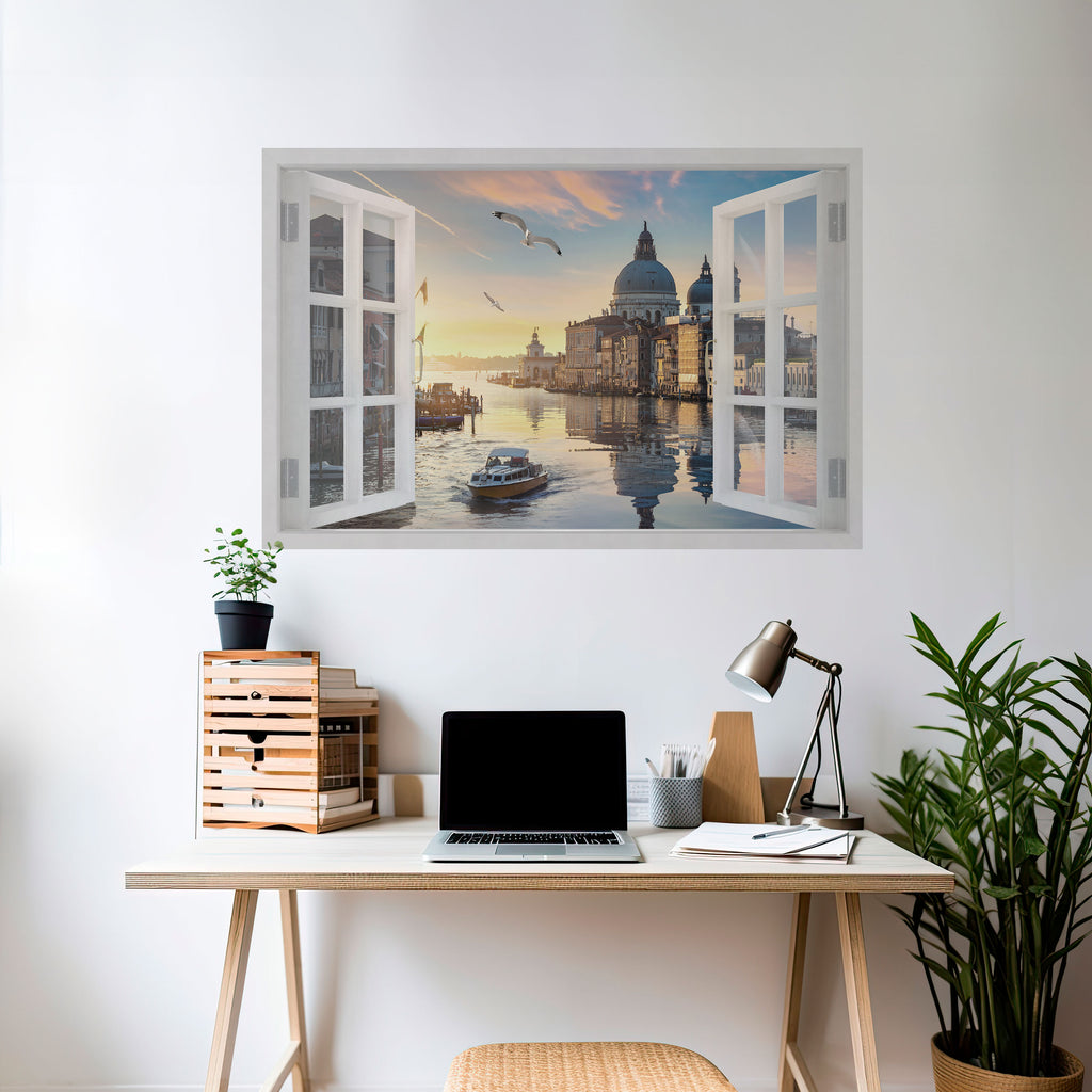 VENTANA A VENECIA Póster horizontal autoadhesivo