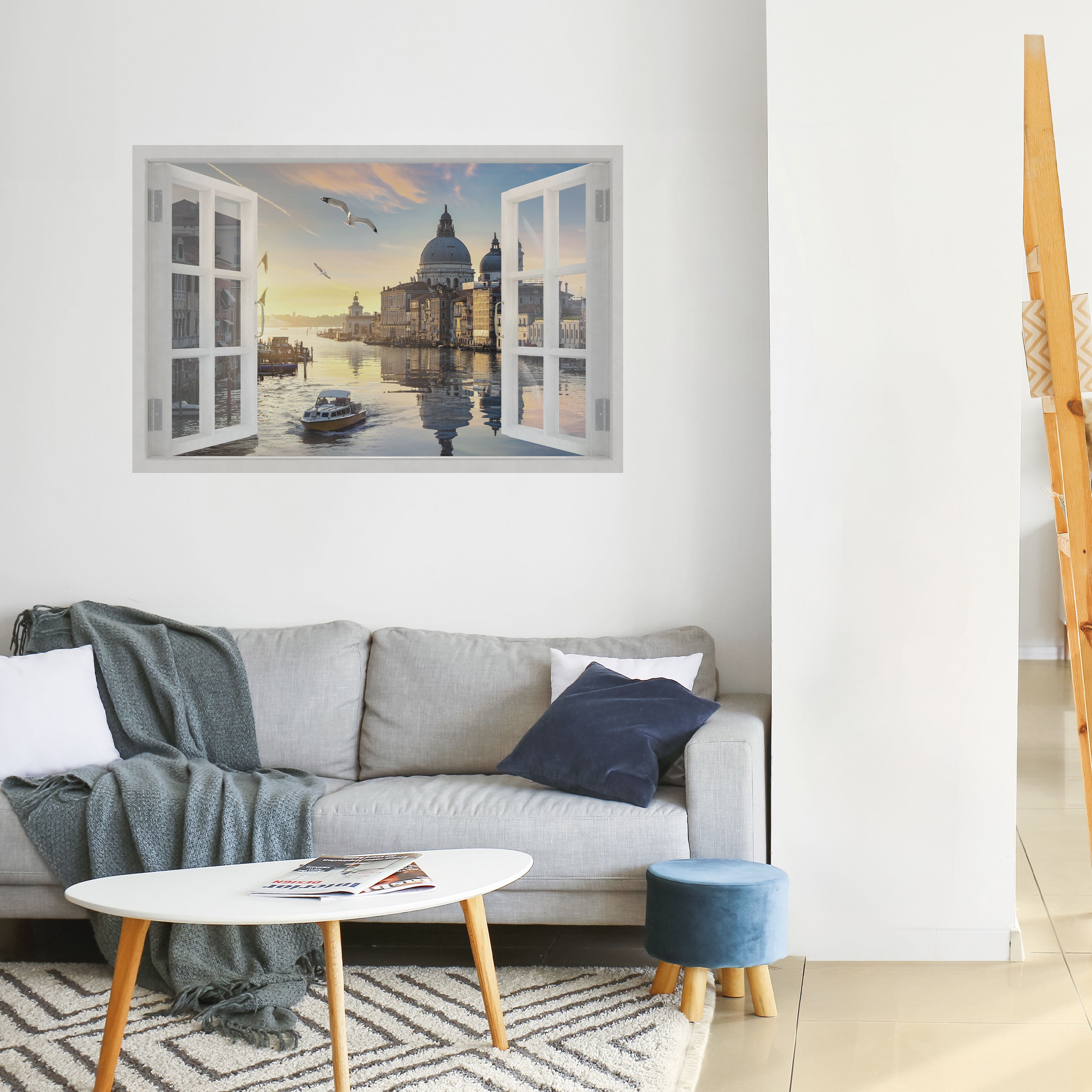 VENTANA A VENECIA Póster horizontal autoadhesivo