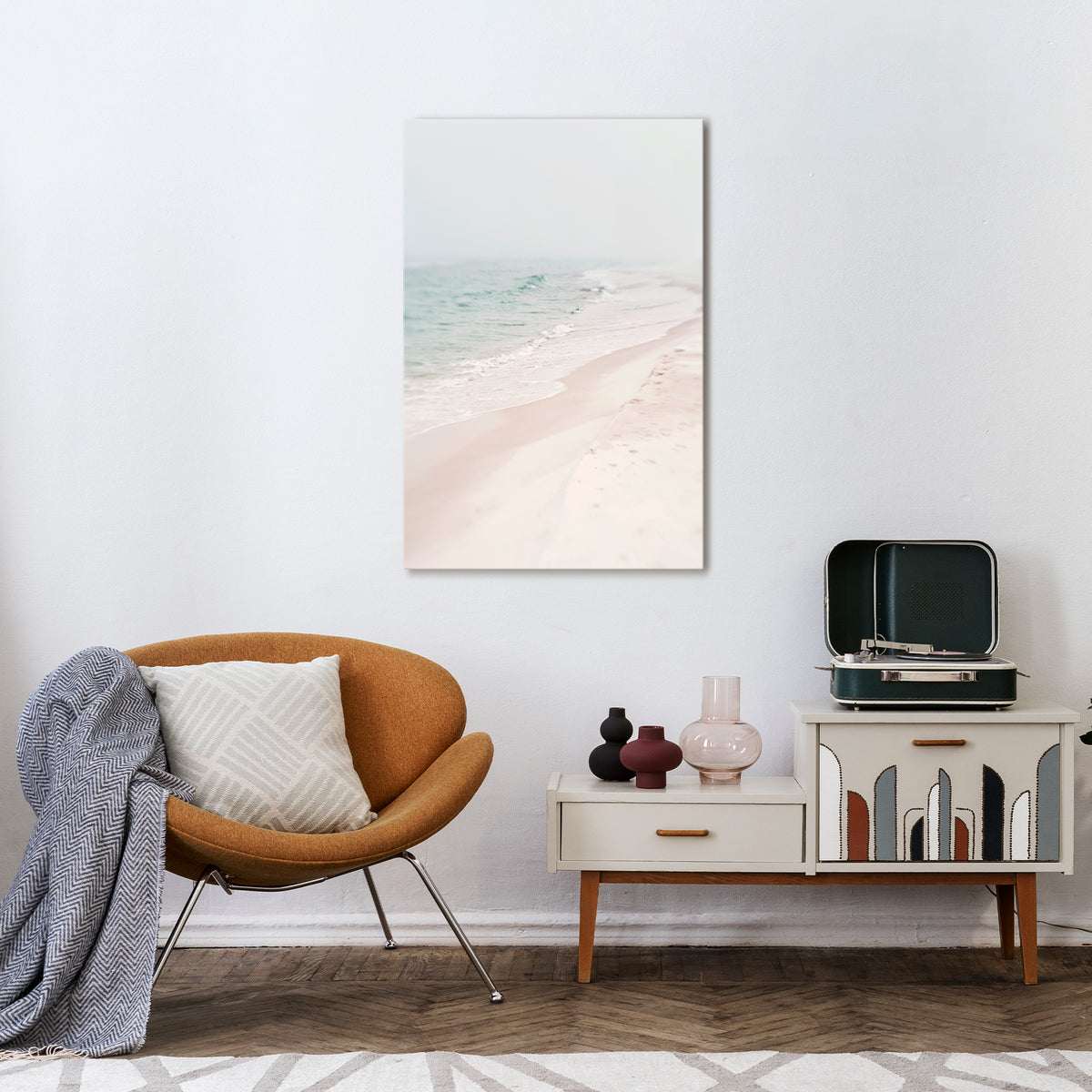 MISTY SHORELINE BLISS Cuadro en lienzo vertical