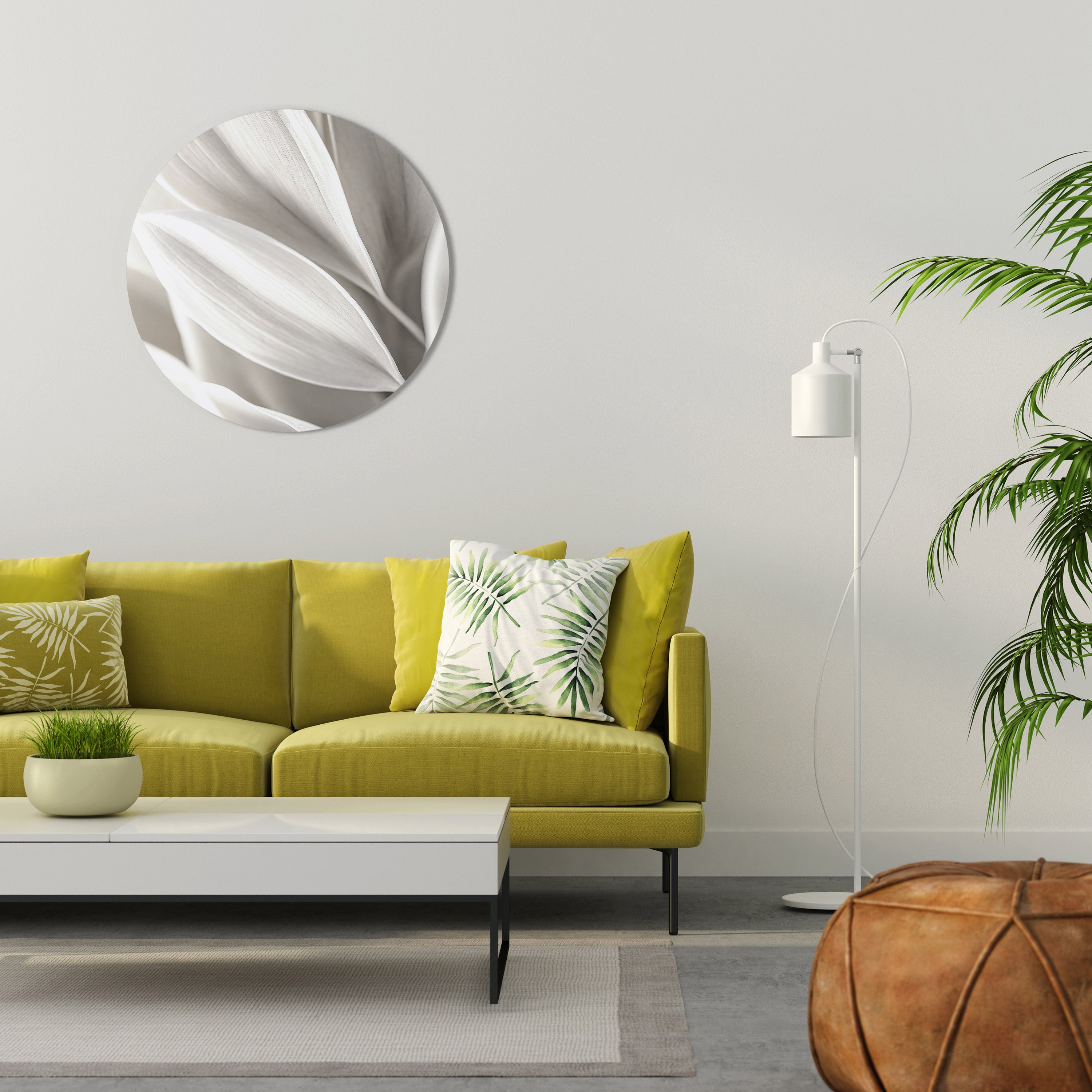 WHISPERS OF WHITE Round Wall Art