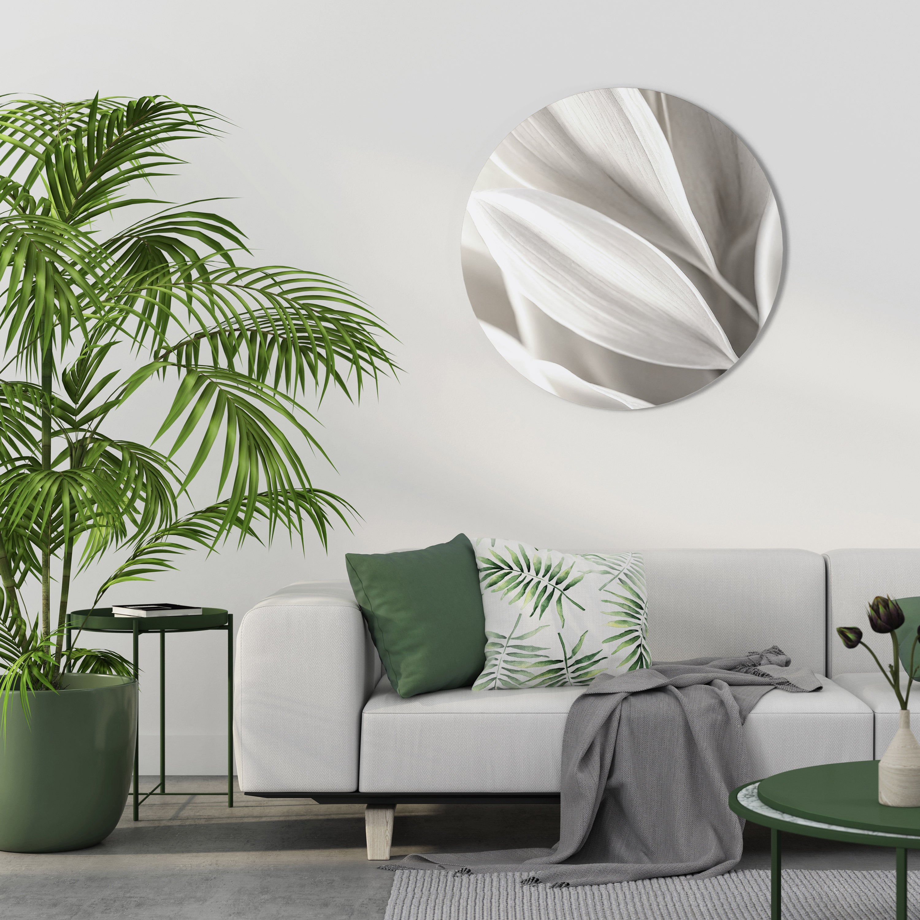 WHISPERS OF WHITE Round Wall Art