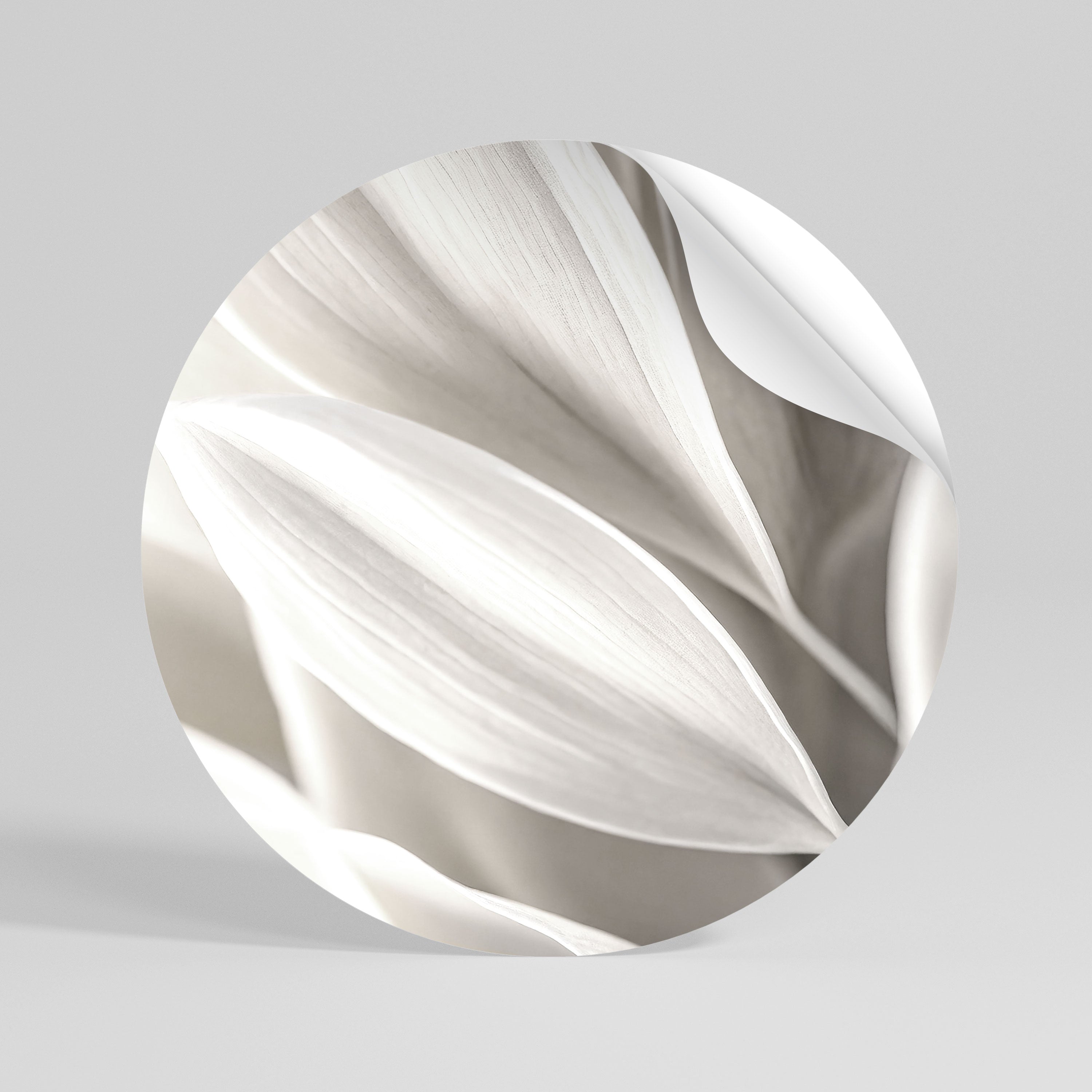 WHISPERS OF WHITE Peel and Stick Round Sticker