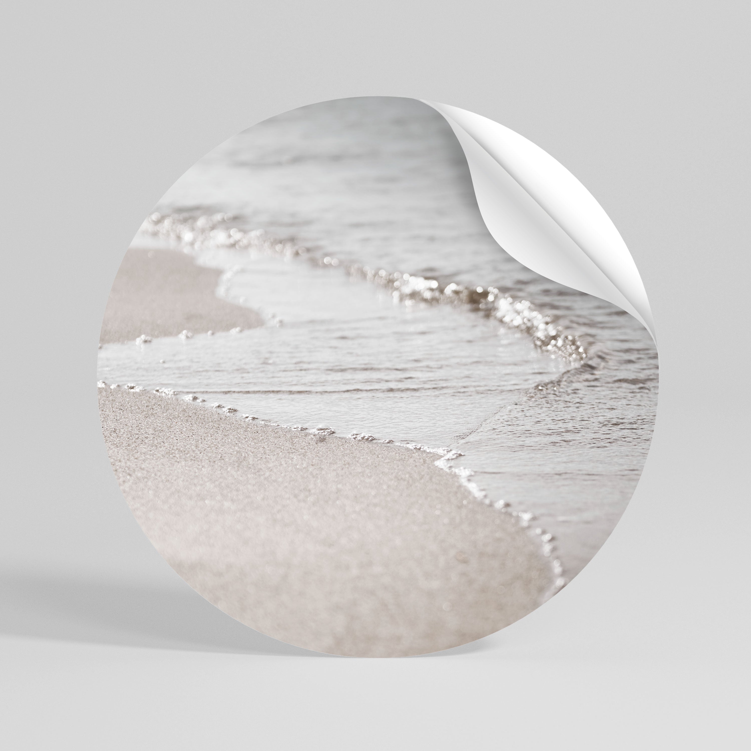 SILKEN SHORELINE DANCE Peel and Stick Round Sticker