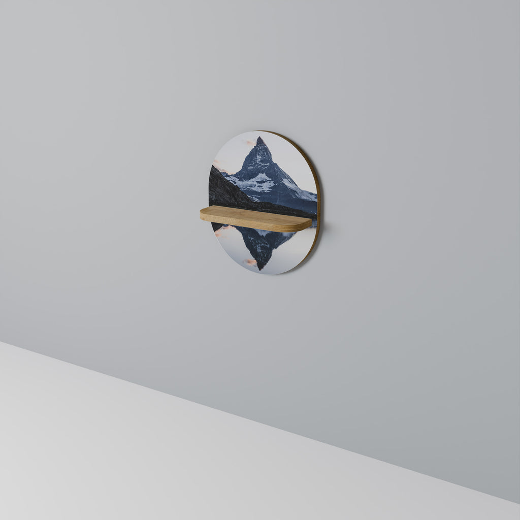 Estantería de arte ovalada MEMORIA DEL MATTERHORN con efecto roble