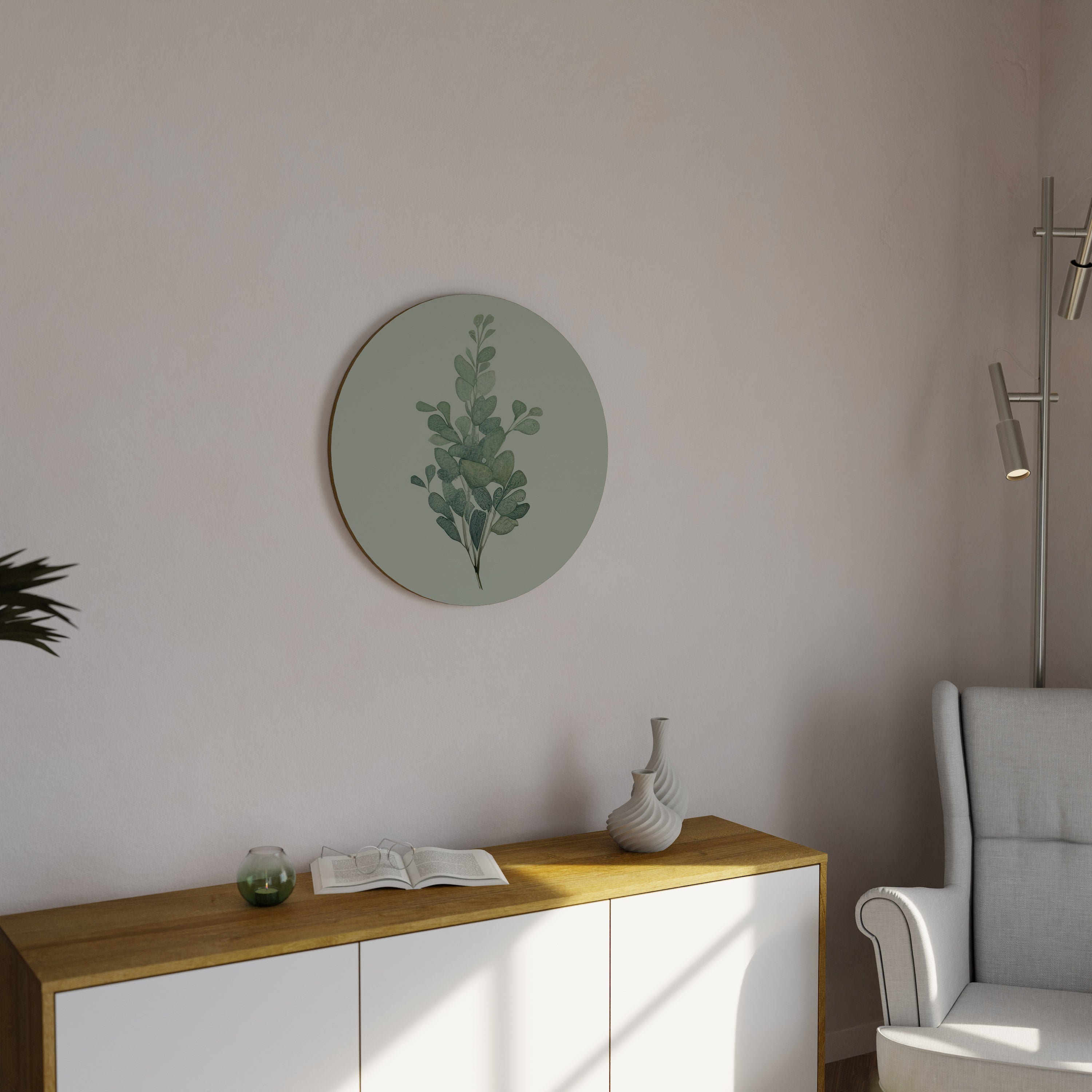 EUCALYPTUS TWIG Round Wall Art