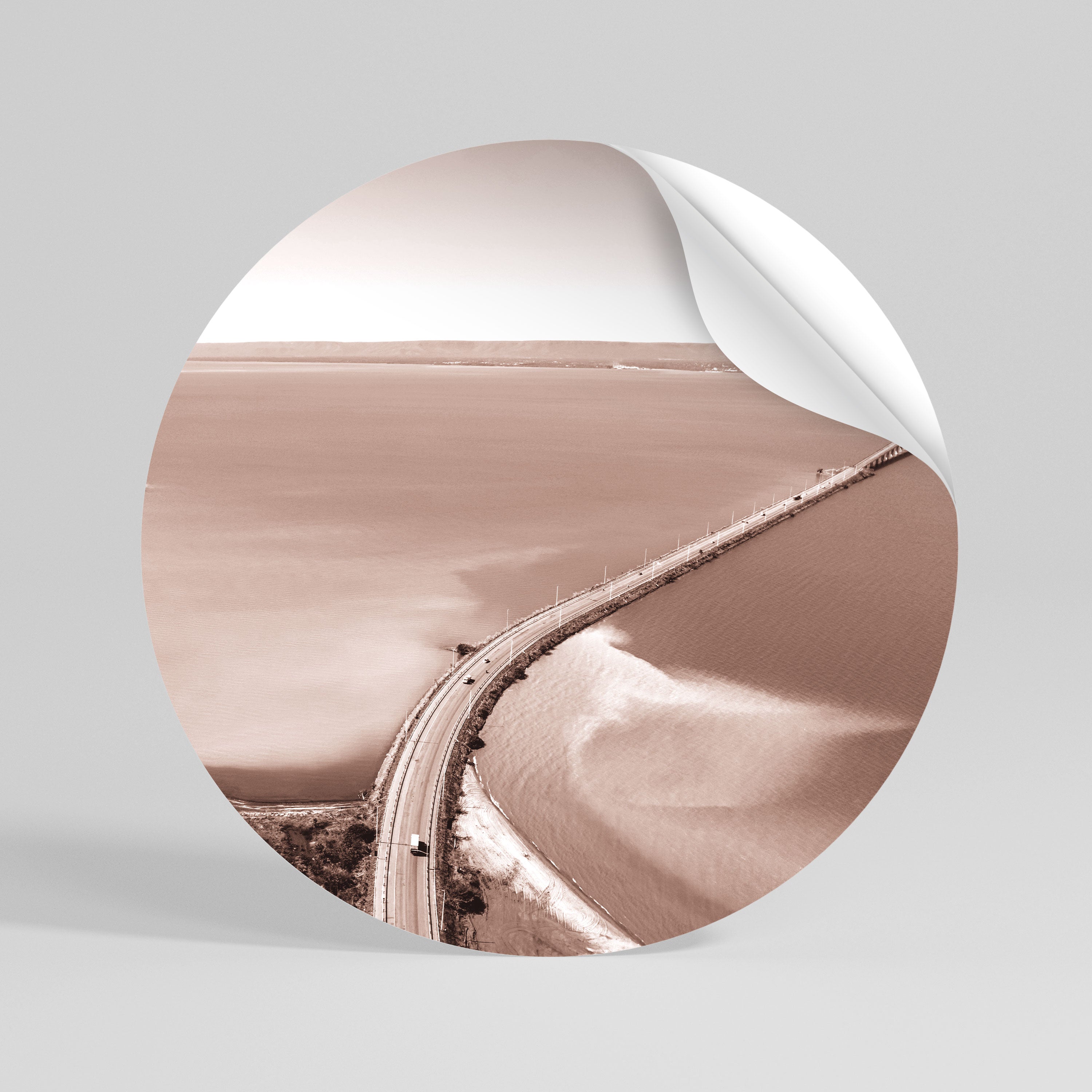 HORIZON BOUND JOURNEY Peel and Stick Round Sticker