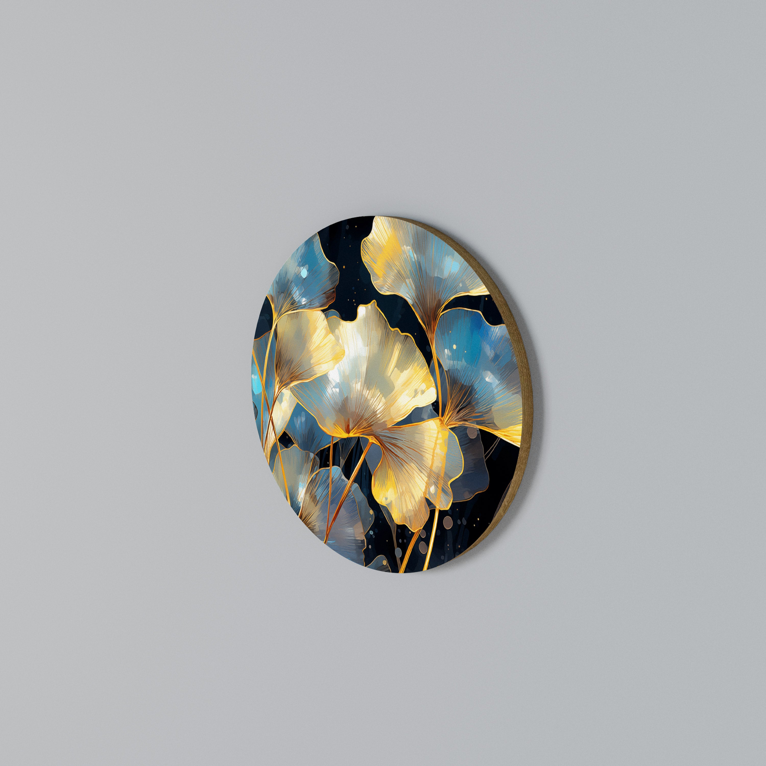GLIMMERING GINKGO DREAMS Round Wall Art