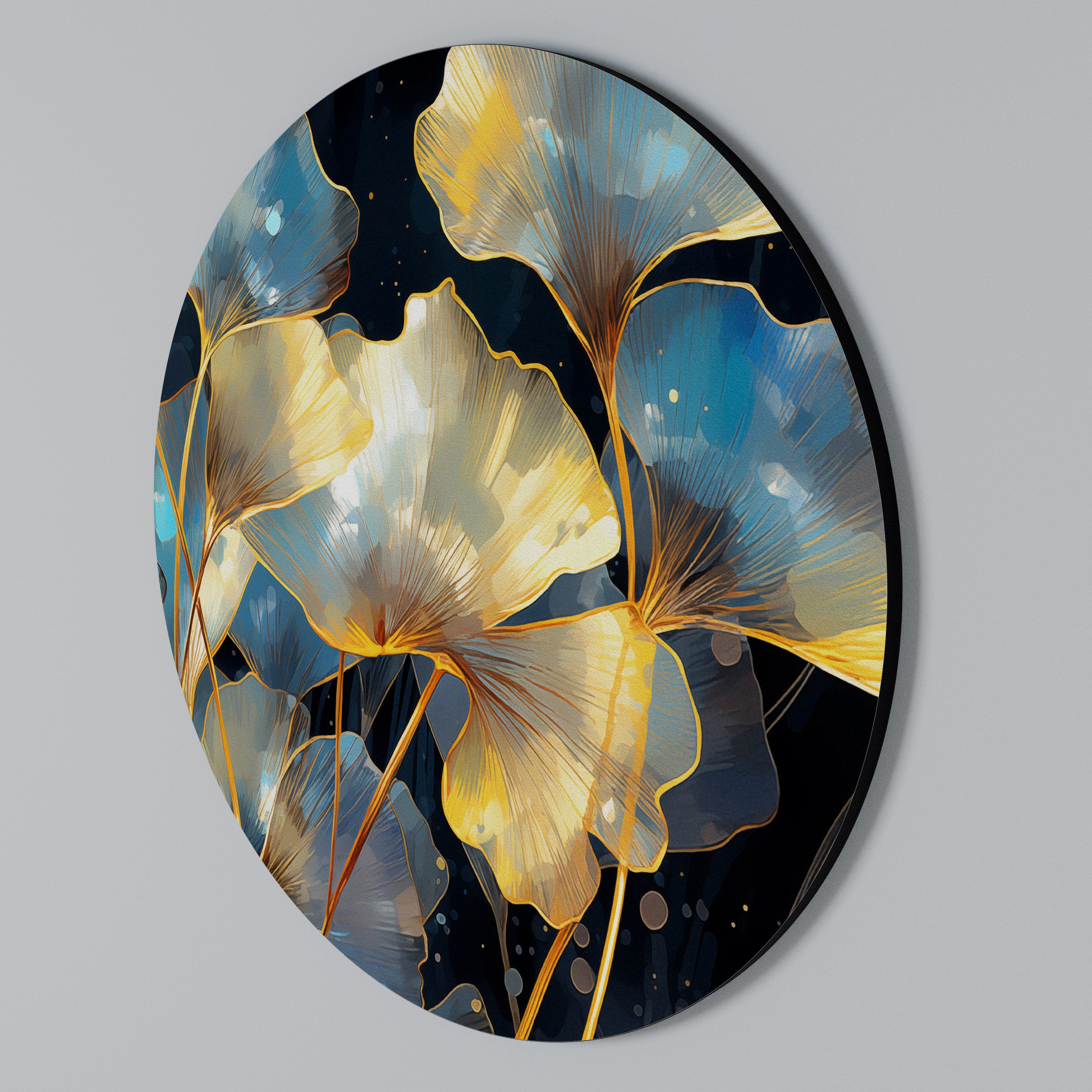 GLIMMERING GINKGO DREAMS Round Wall Art