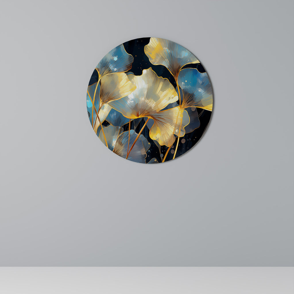 GLIMMERING GINKGO DREAMS Round Wall Art