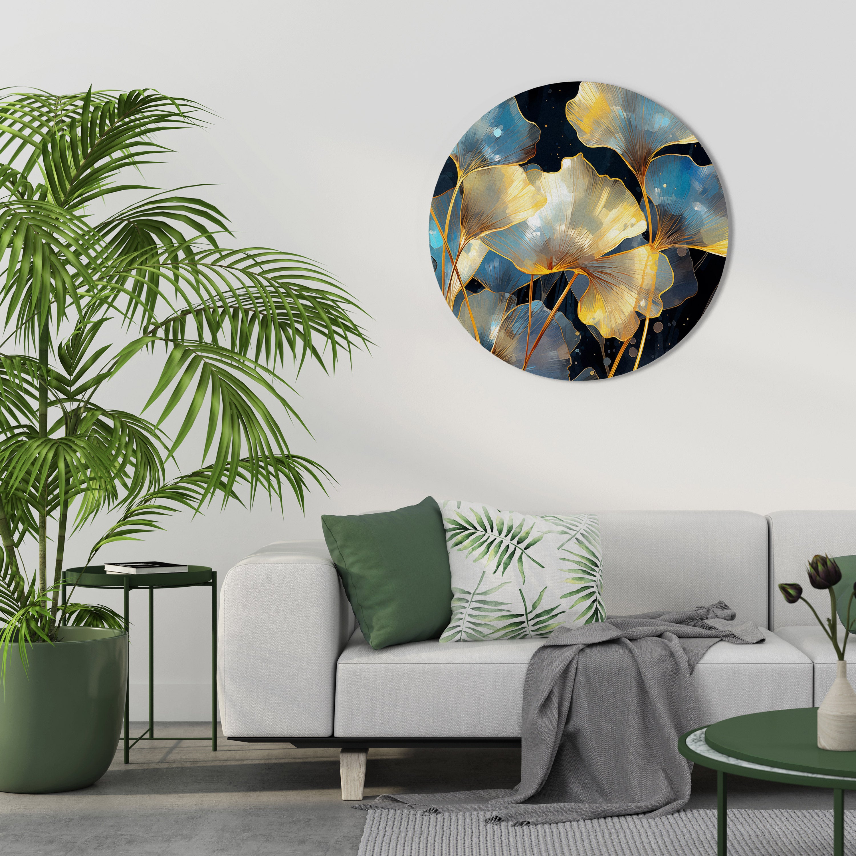GLIMMERING GINKGO DREAMS Round Wall Art