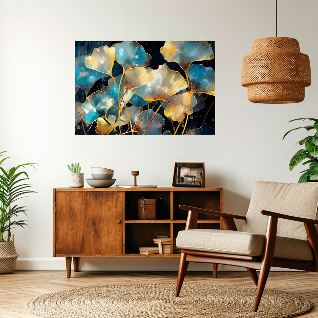 Póster horizontal autoadhesivo "SUEÑOS DE GINKGO BRILLANTES"