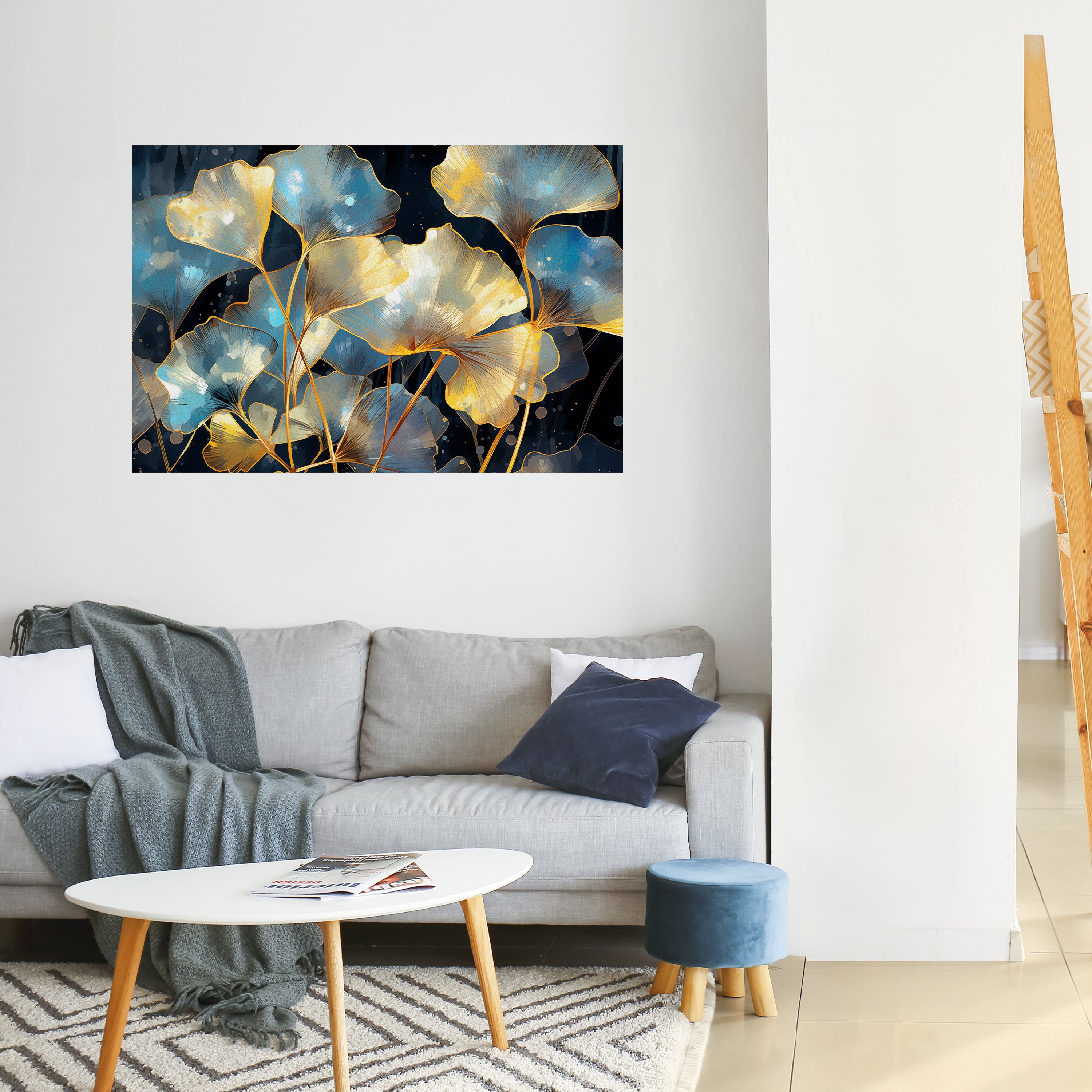 Póster horizontal autoadhesivo "SUEÑOS DE GINKGO BRILLANTES"