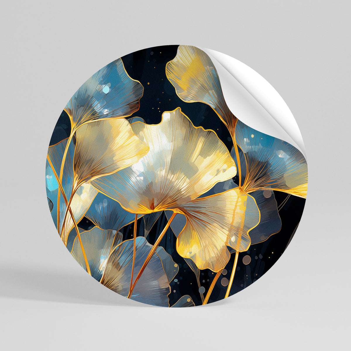GLIMMERING GINKGO DREAMS Vinilo adhesivo redondo