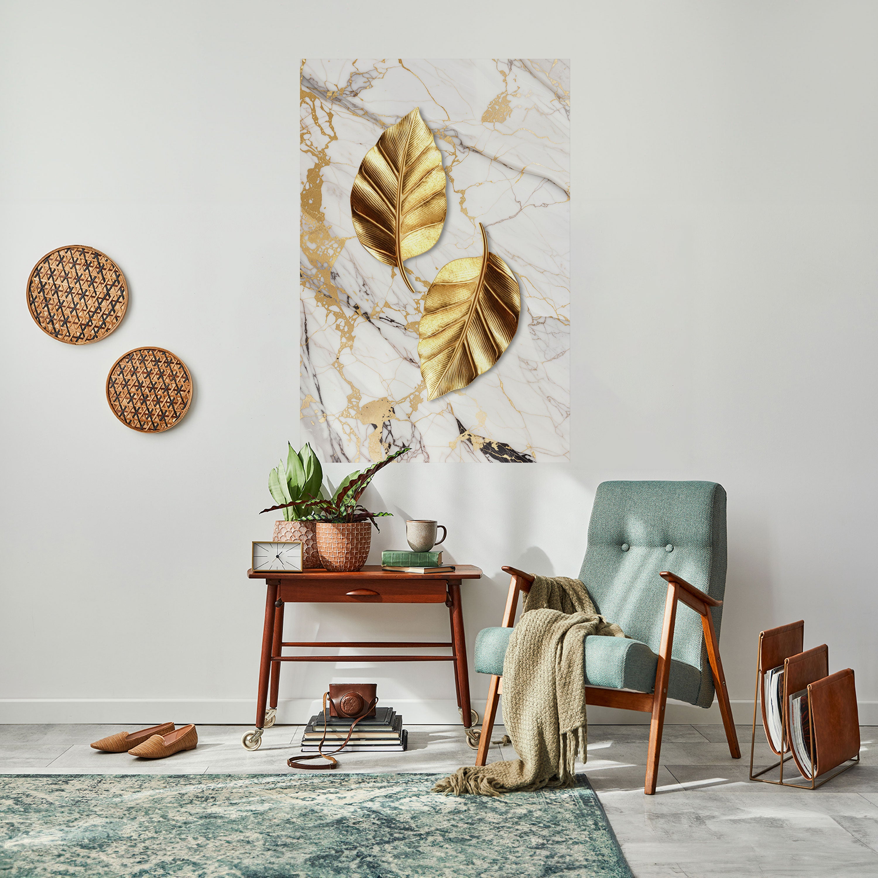 MARBLE MEETS NATURE Peel and Stick Vertical Poster