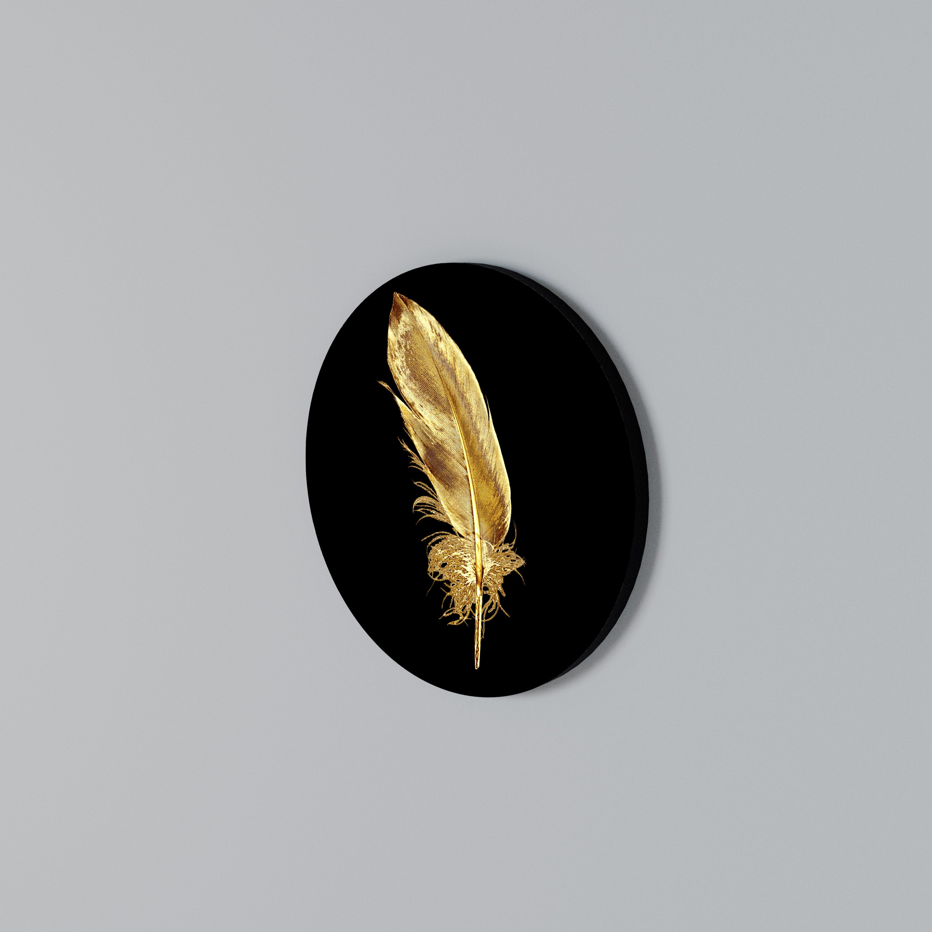 SHIMMERING FEATHER GRACE Round Wall Art