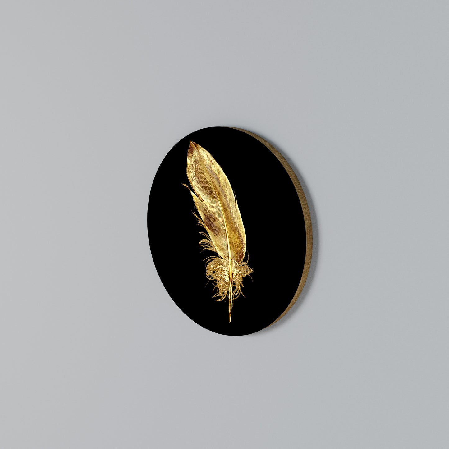 SHIMMERING FEATHER GRACE Arte de pared redondo