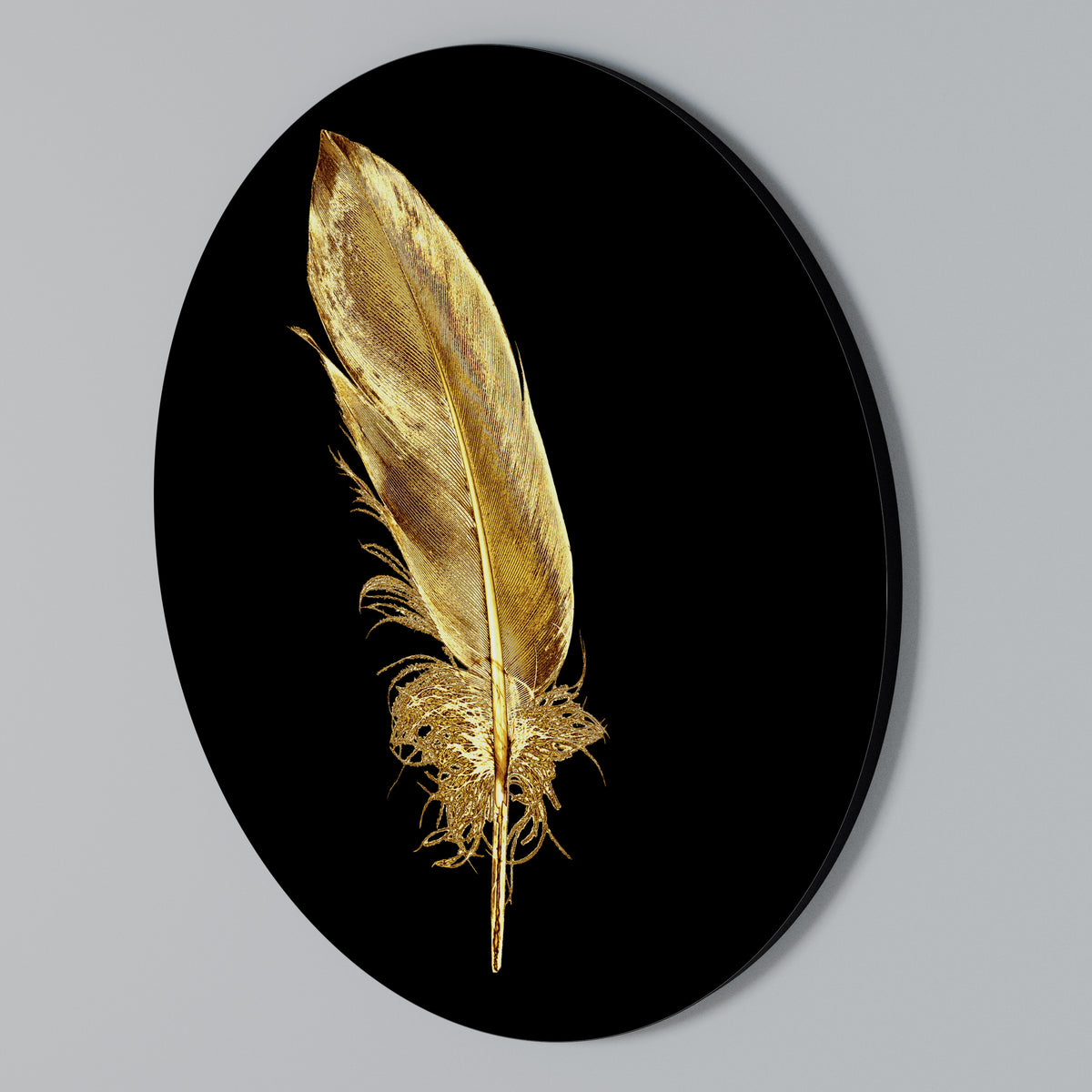 SHIMMERING FEATHER GRACE Arte de pared redondo