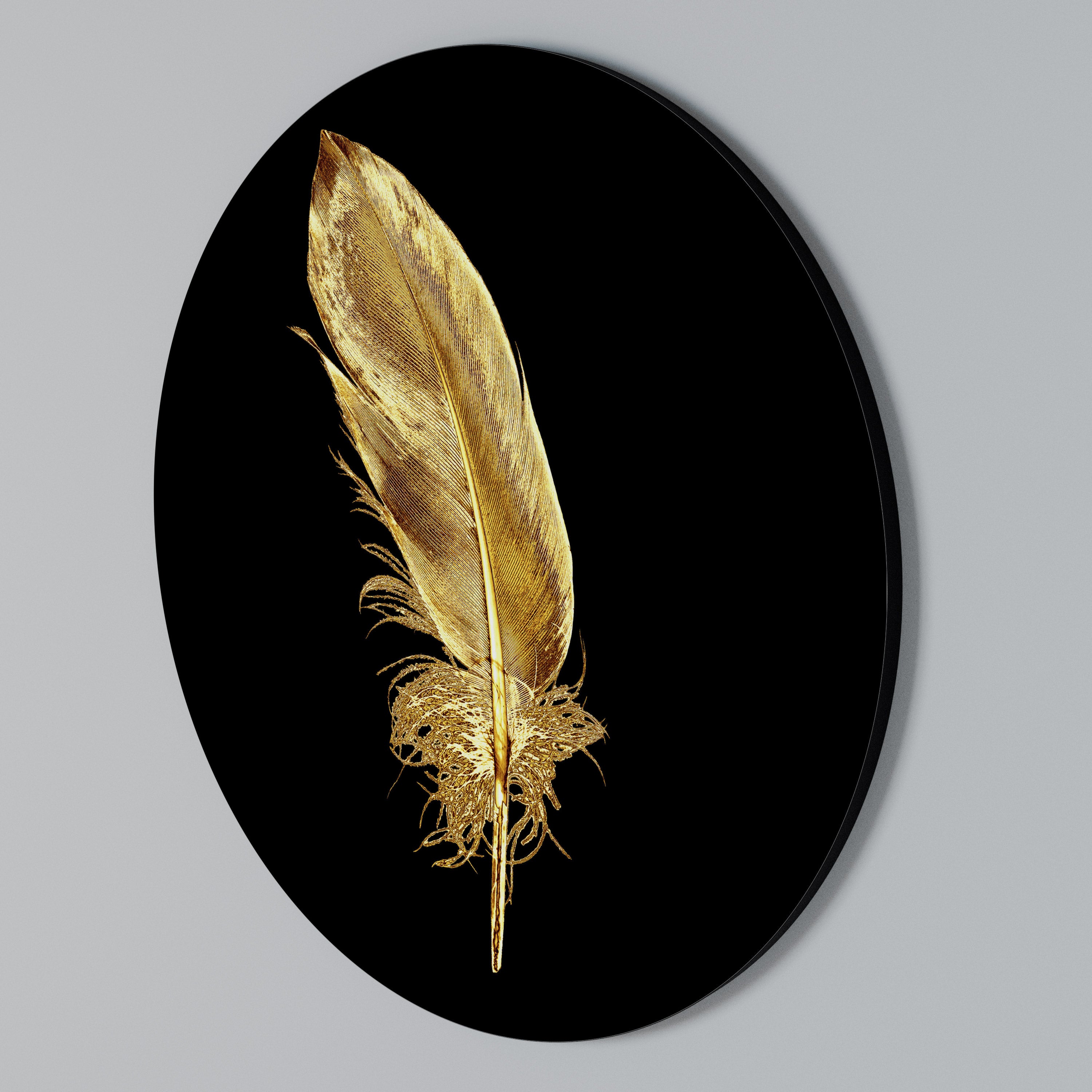 SHIMMERING FEATHER GRACE Round Wall Art