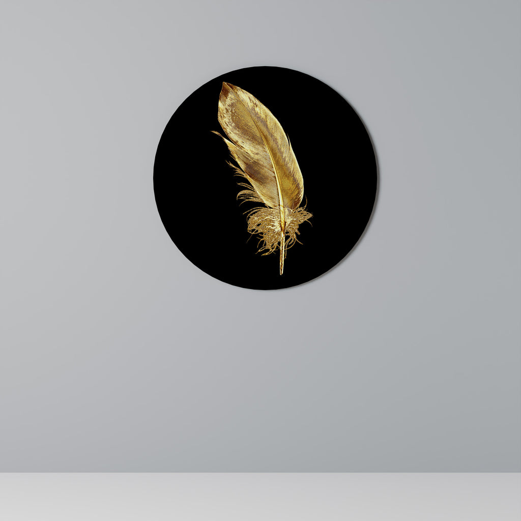 SHIMMERING FEATHER GRACE Round Wall Art