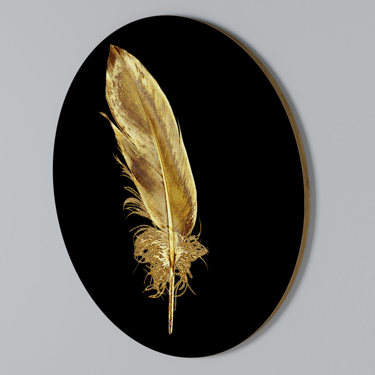 SHIMMERING FEATHER GRACE Arte de pared redondo