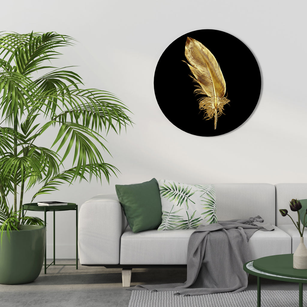 SHIMMERING FEATHER GRACE Round Wall Art