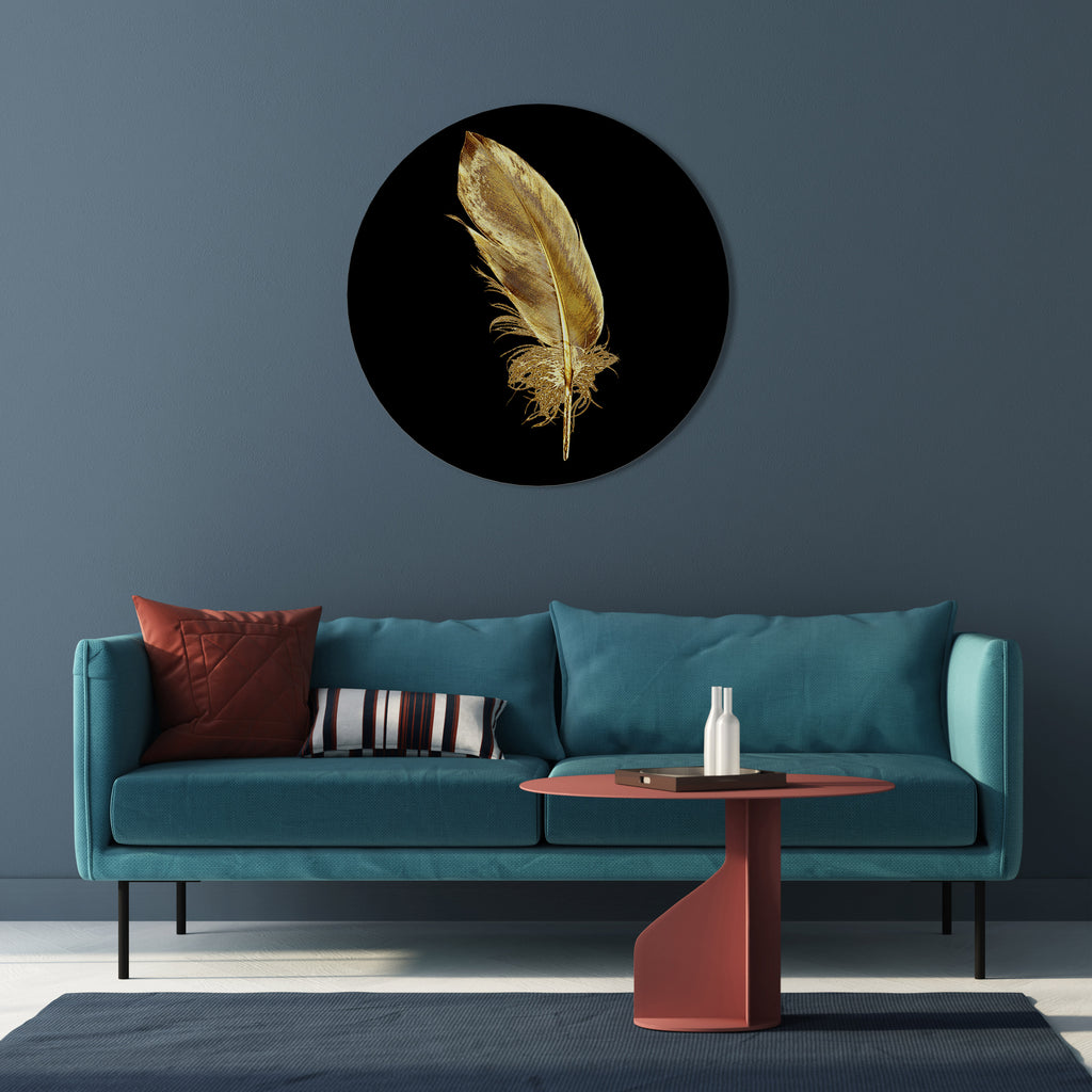 SHIMMERING FEATHER GRACE Round Wall Art