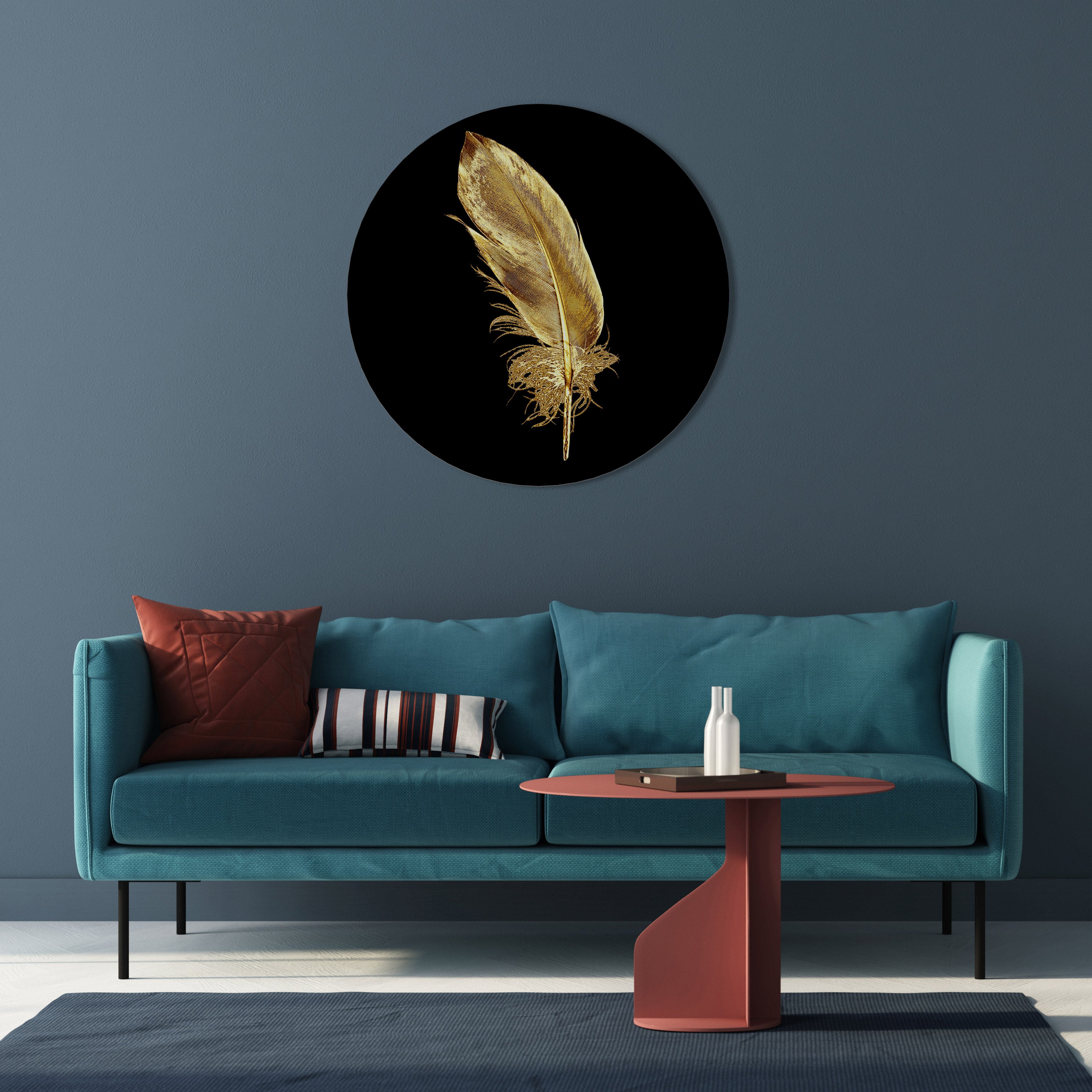 SHIMMERING FEATHER GRACE Round Wall Art