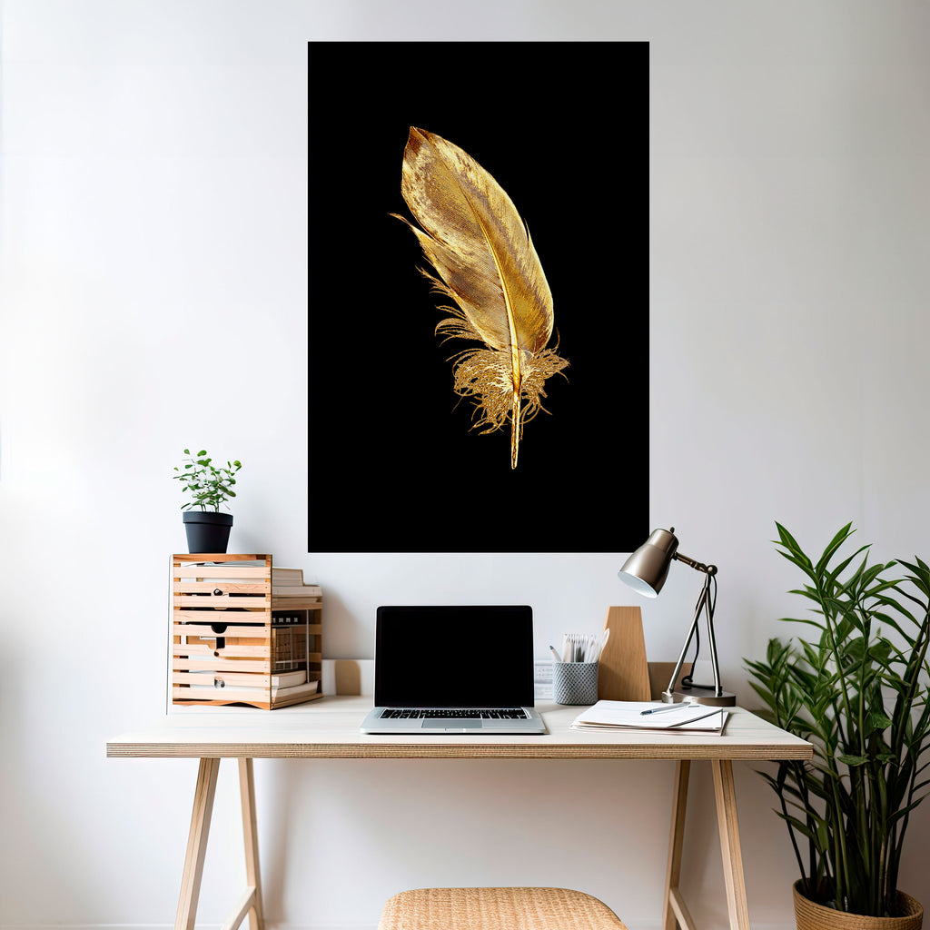 SHIMMERING FEATHER GRACE Peel and Stick Vertical Poster