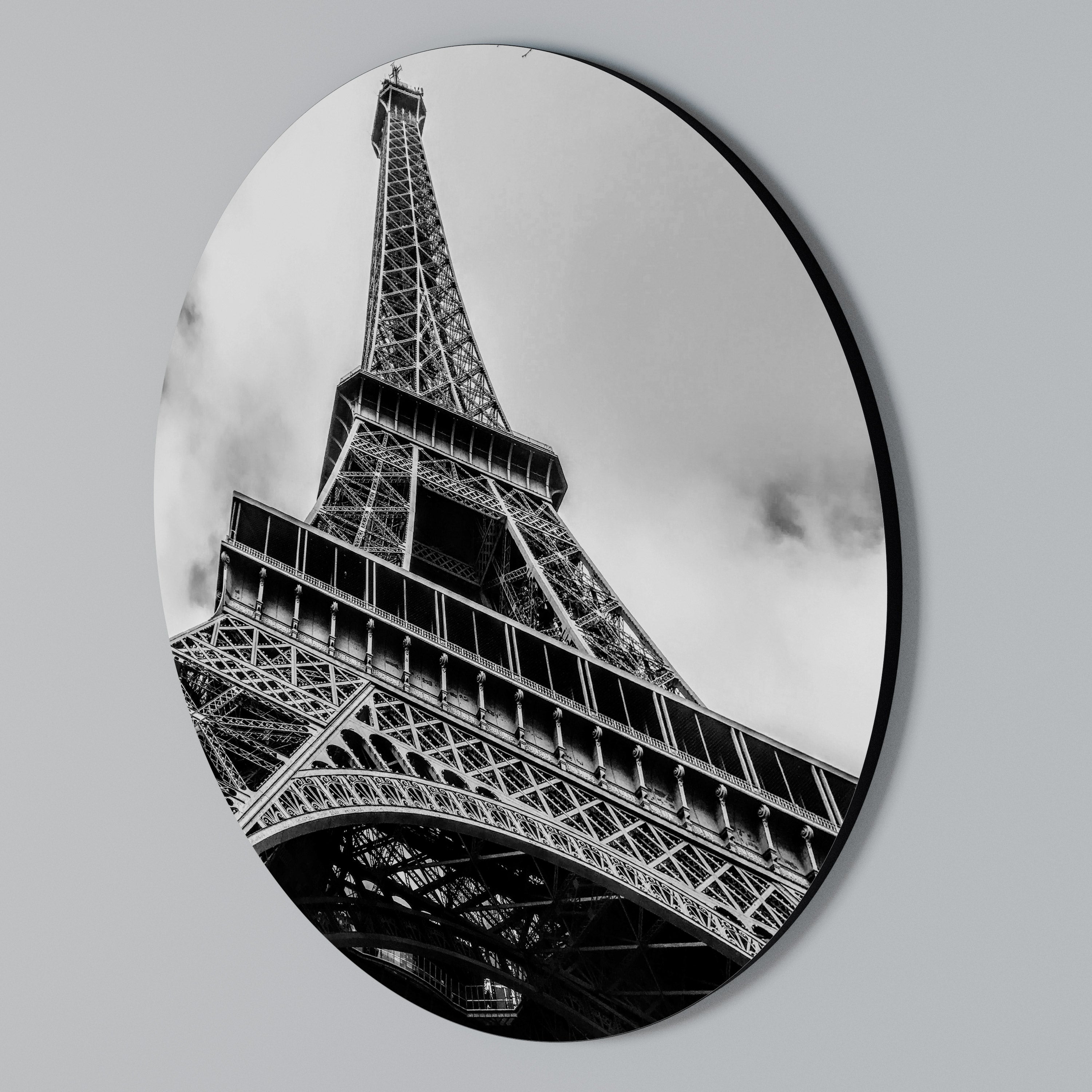 MONOCHROME PARISIAN ICON Round Wall Art