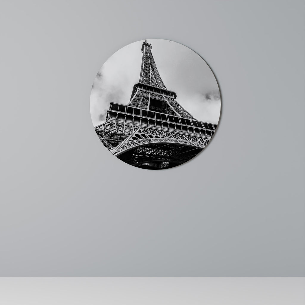 MONOCHROME PARISIAN ICON Round Wall Art