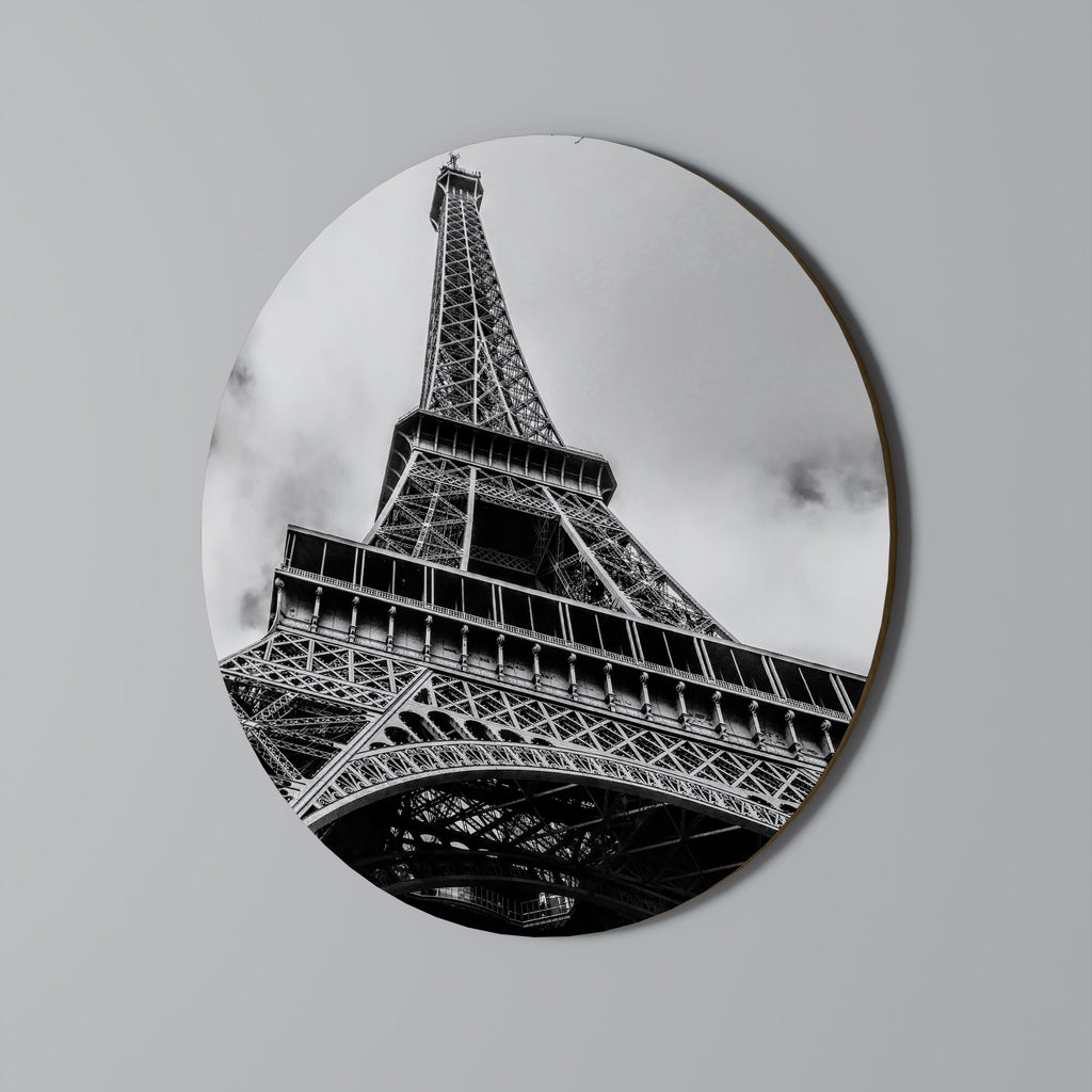 MONOCHROME PARISIAN ICON Round Wall Art