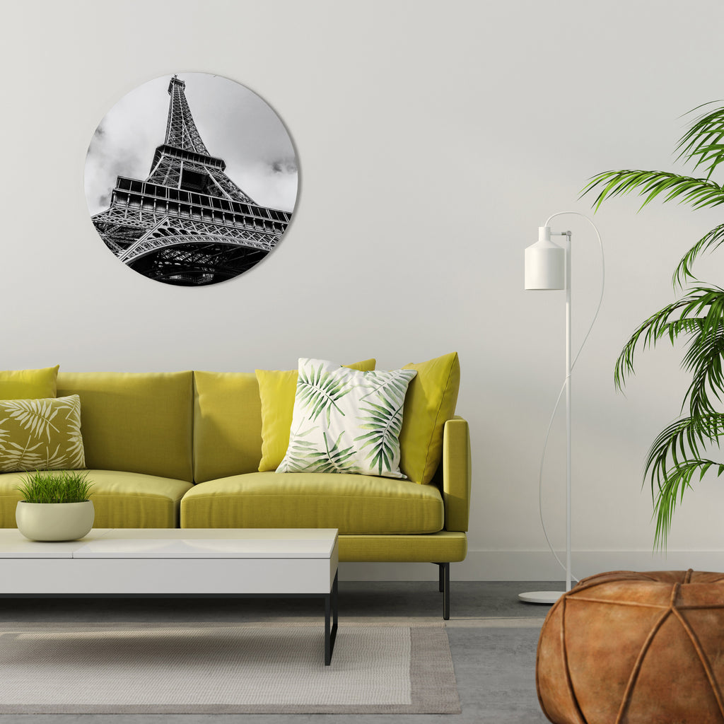 MONOCHROME PARISIAN ICON Round Wall Art