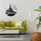 MONOCHROME PARISIAN ICON Round Wall Art