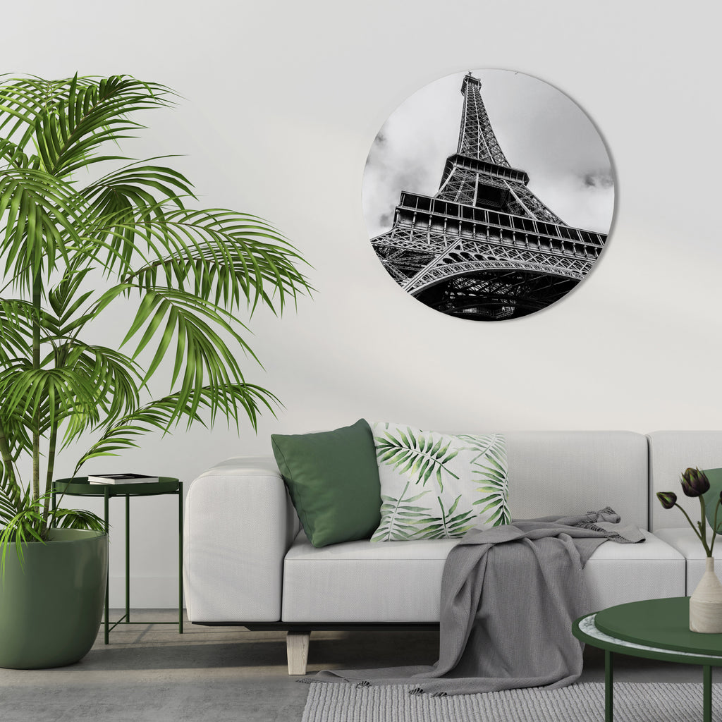 MONOCHROME PARISIAN ICON Round Wall Art