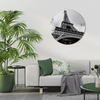 MONOCHROME PARISIAN ICON Round Wall Art