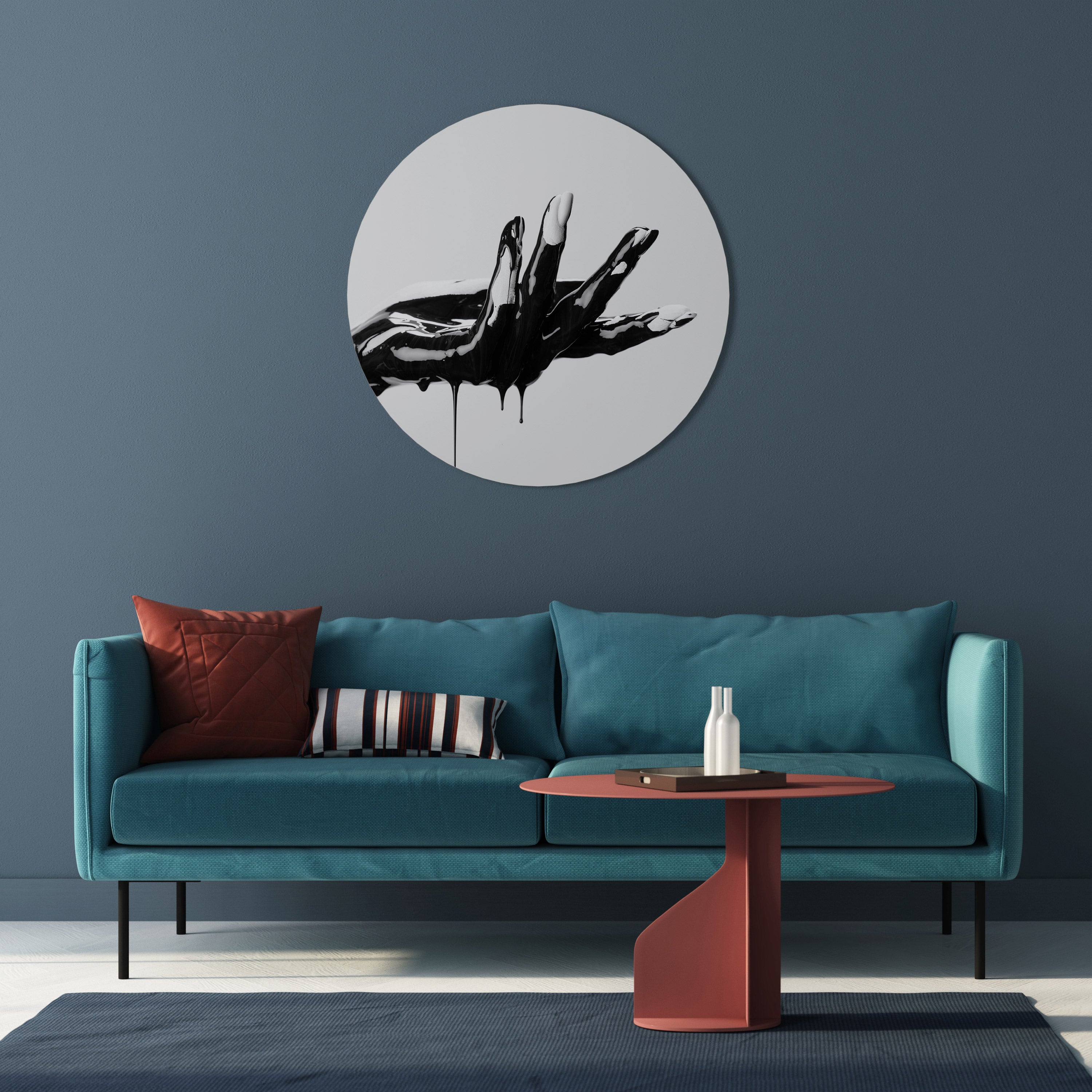 BLACK VISCOSITY Round Wall Art