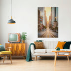 SUNSET CITYSCAPE SYMPHONY Póster Vertical Adhesivo