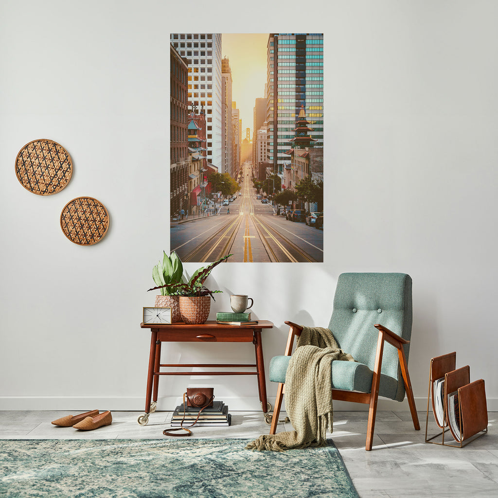 SUNSET CITYSCAPE SYMPHONY Peel and Stick Vertical Poster