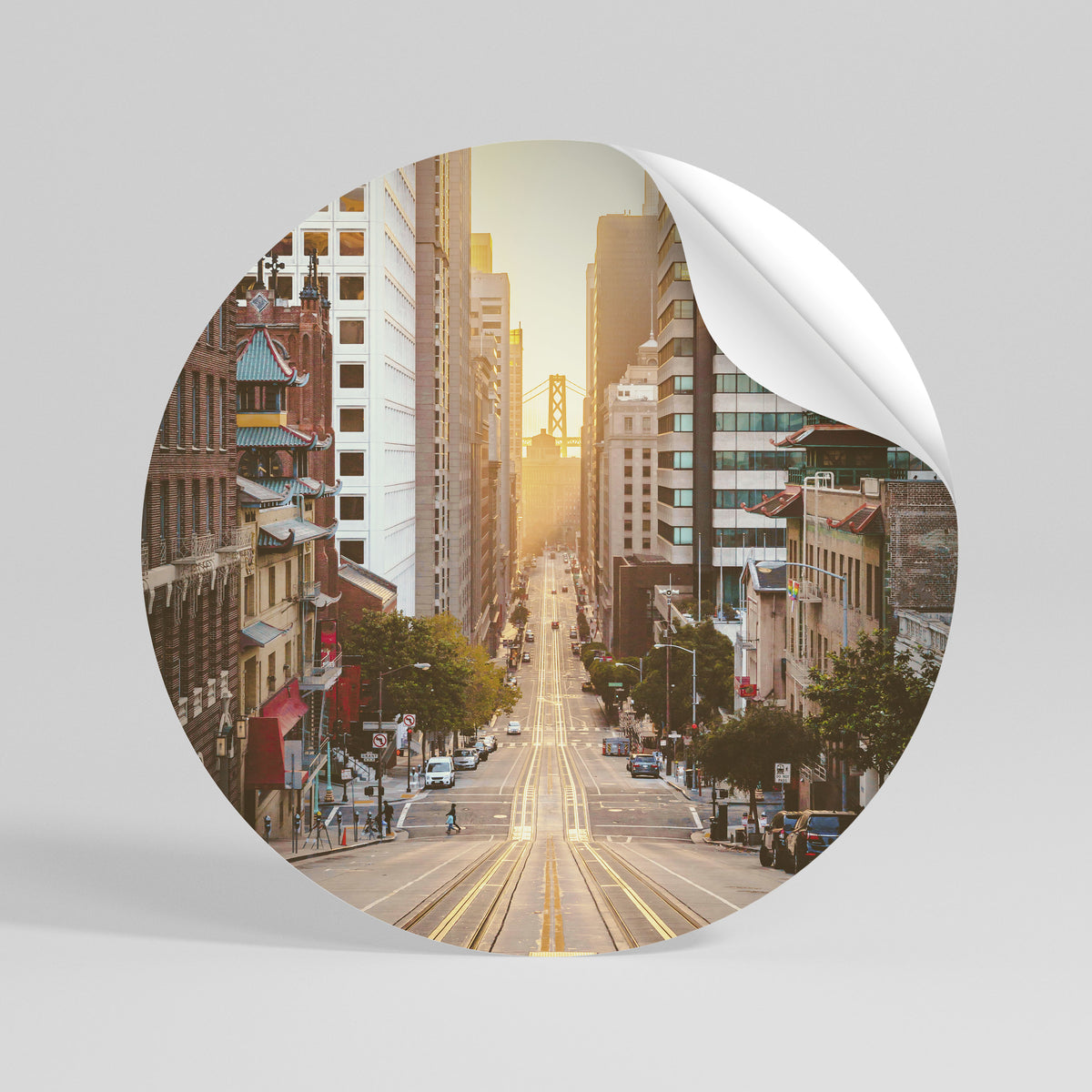 SUNSET CITYSCAPE SYMPHONY Vinilo adhesivo redondo