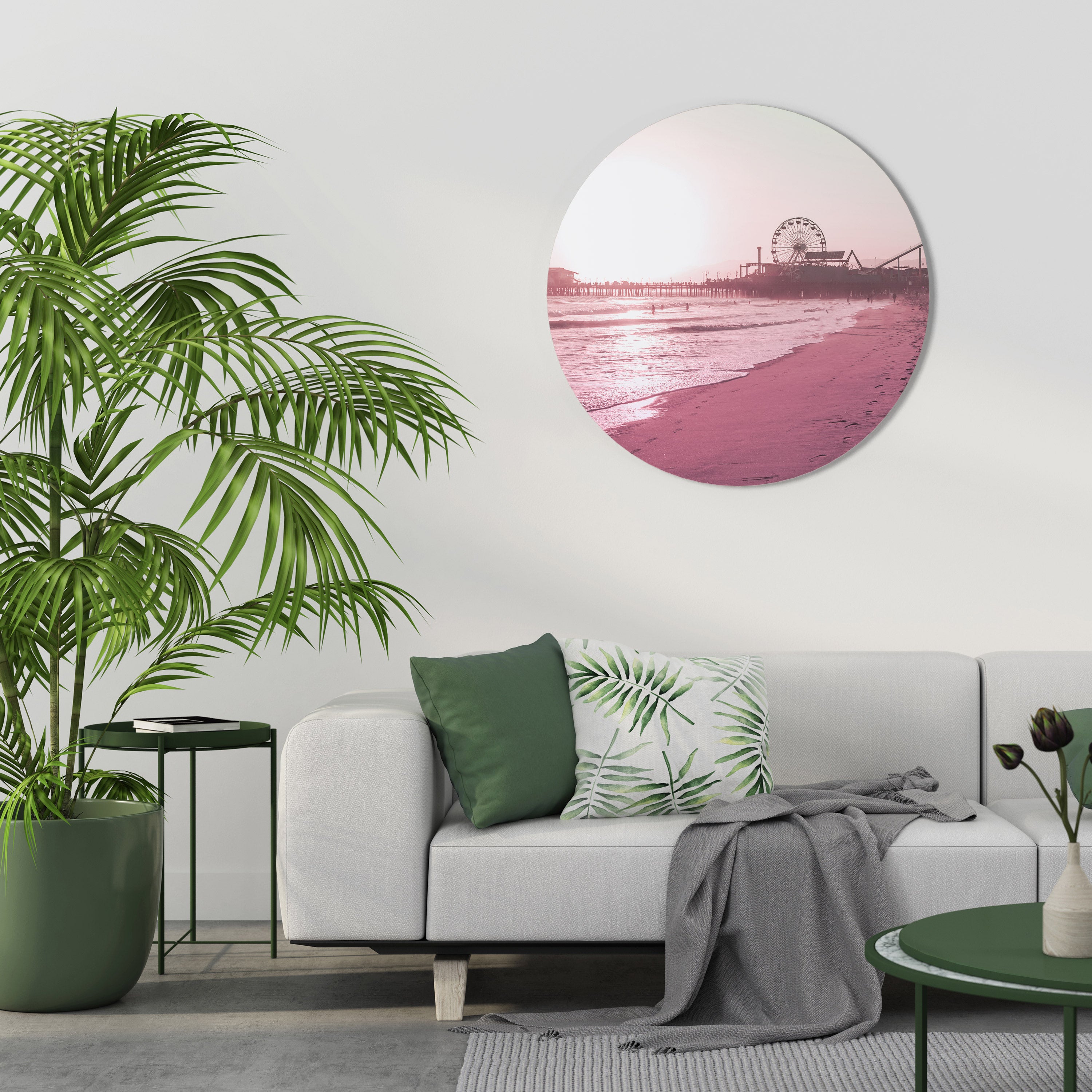 PASTEL COAST VIBES Round Wall Art