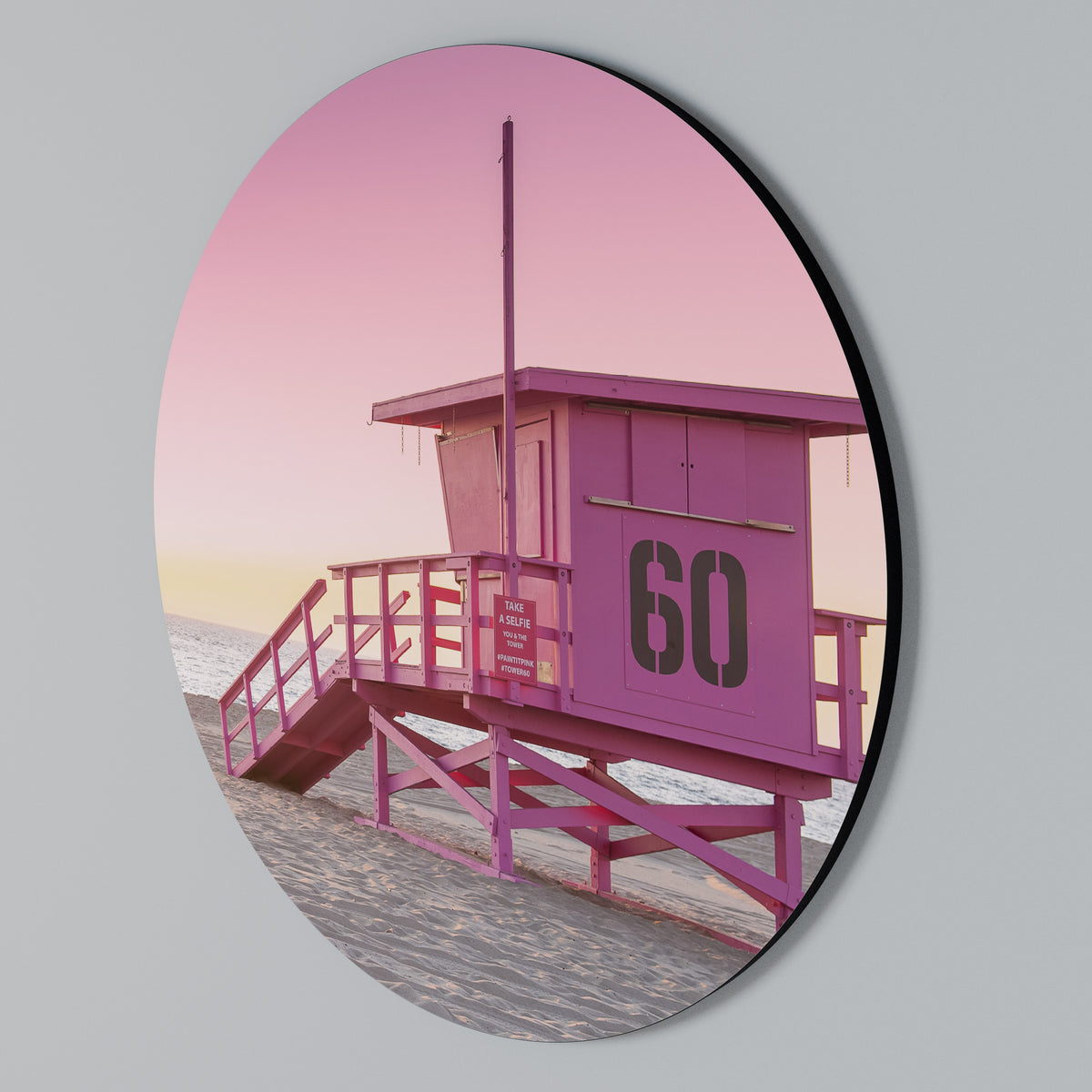 PINK PARADISE WATCH Arte de pared redondo