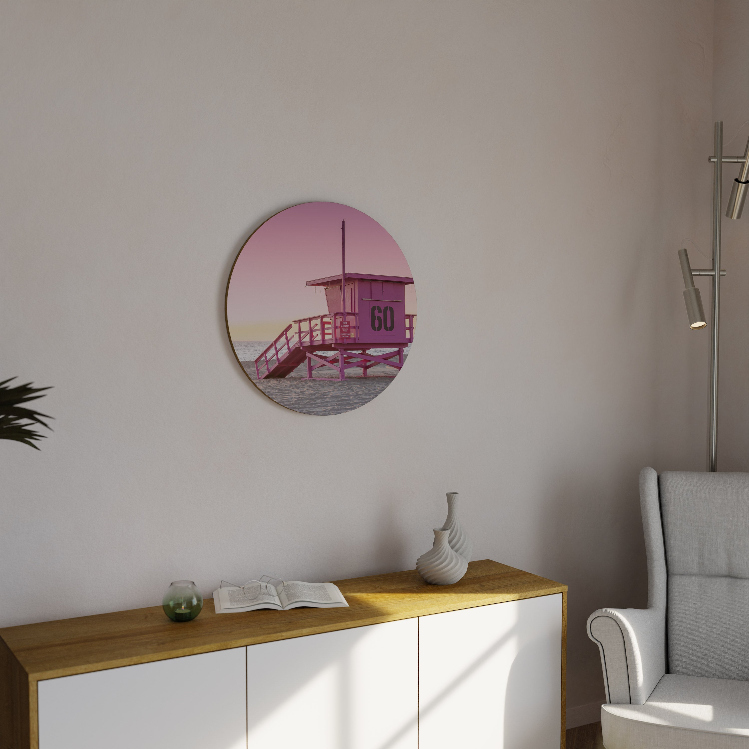 PINK PARADISE WATCH Round Wall Art