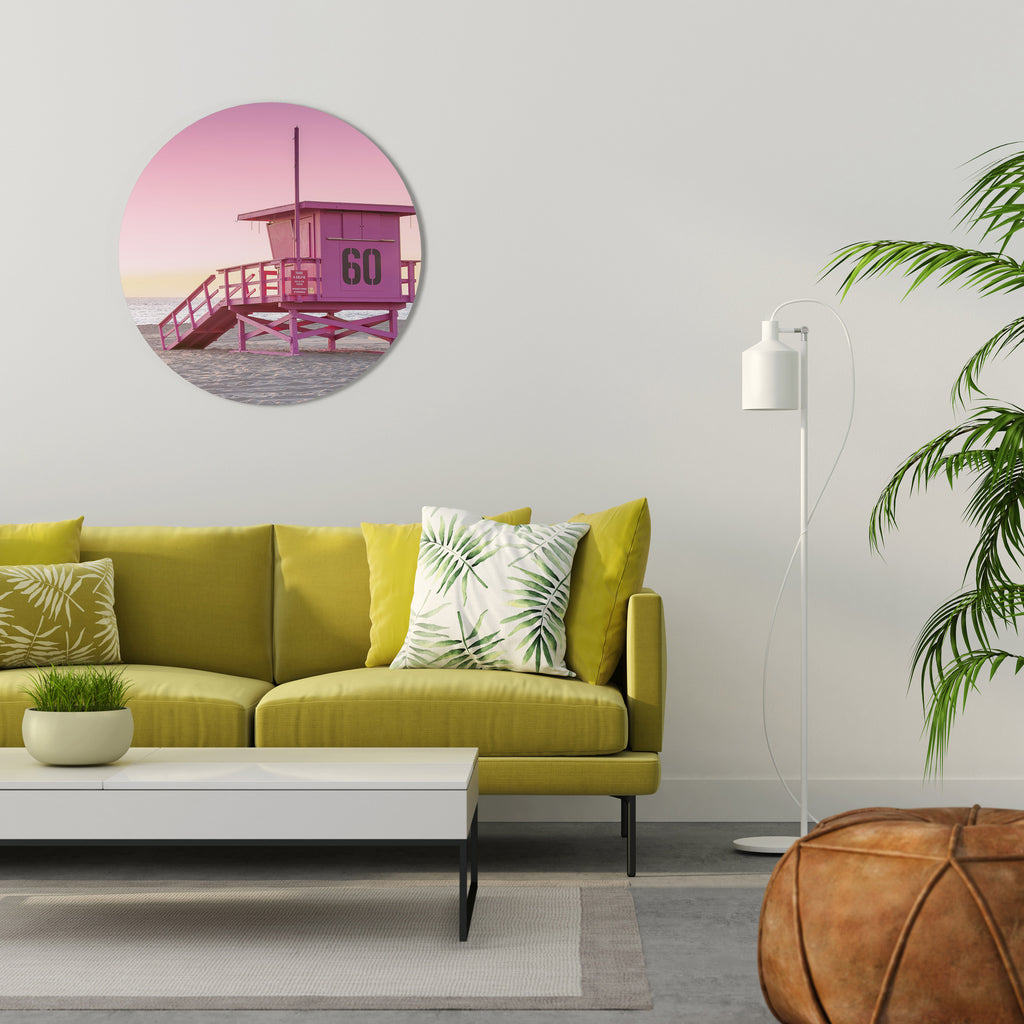 PINK PARADISE WATCH Round Wall Art