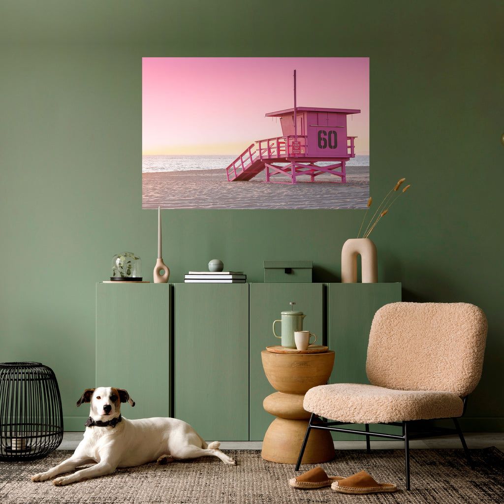 RELOJ PARAÍSO ROSA Póster horizontal autoadhesivo