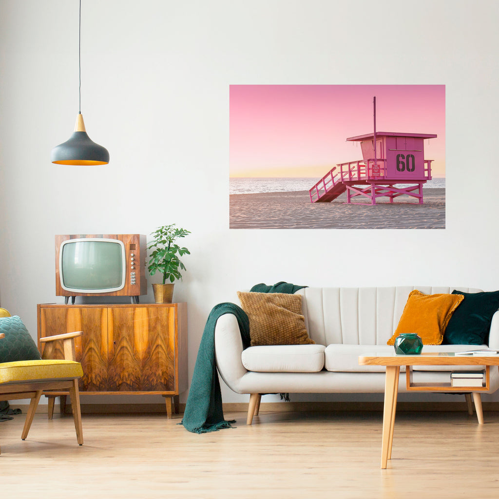 RELOJ PARAÍSO ROSA Póster horizontal autoadhesivo