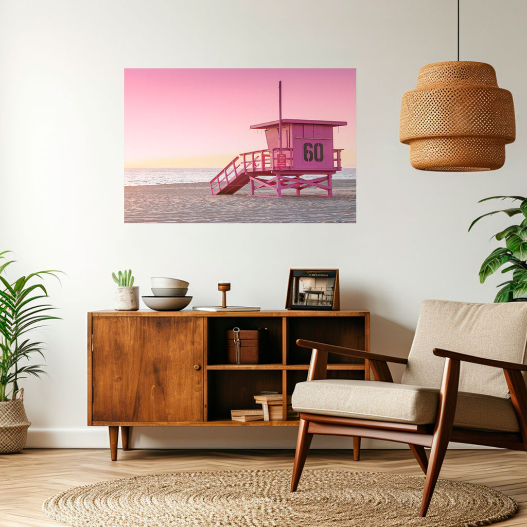 RELOJ PARAÍSO ROSA Póster horizontal autoadhesivo