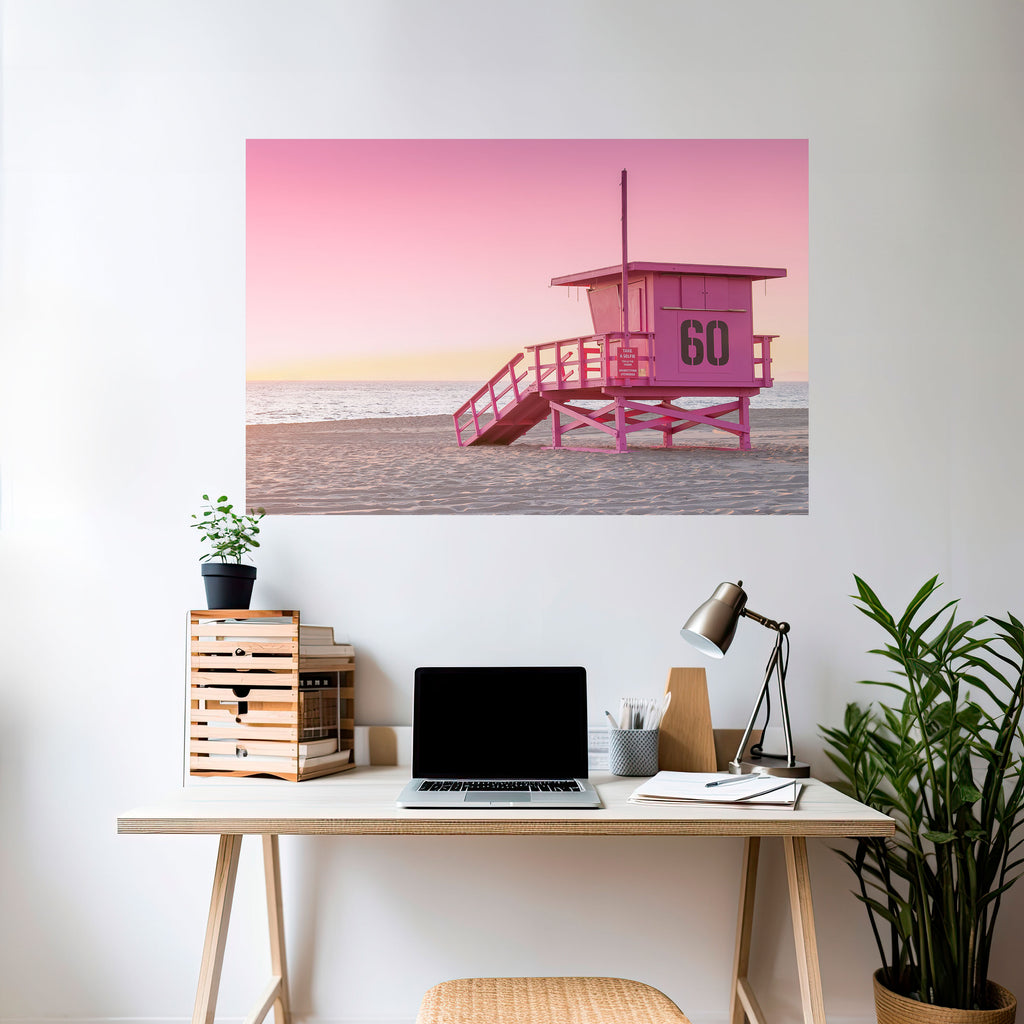 RELOJ PARAÍSO ROSA Póster horizontal autoadhesivo