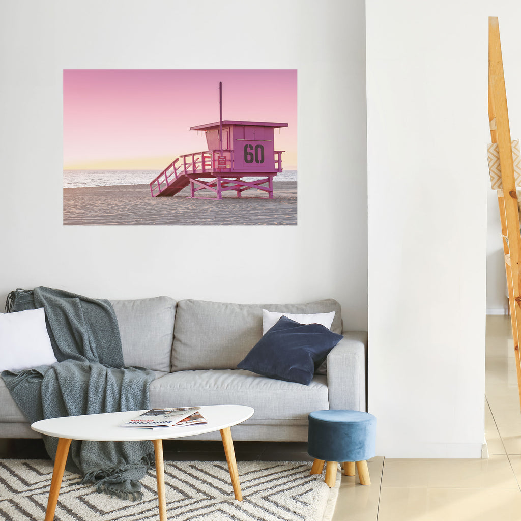 RELOJ PARAÍSO ROSA Póster horizontal autoadhesivo